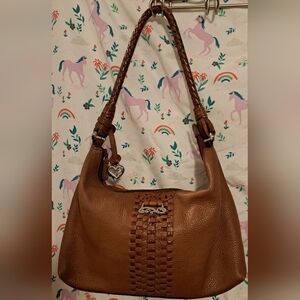 EUC Vintage Brighton Mocha Pebble Leather Hobo Neutral Casual Everyday Purse Bag